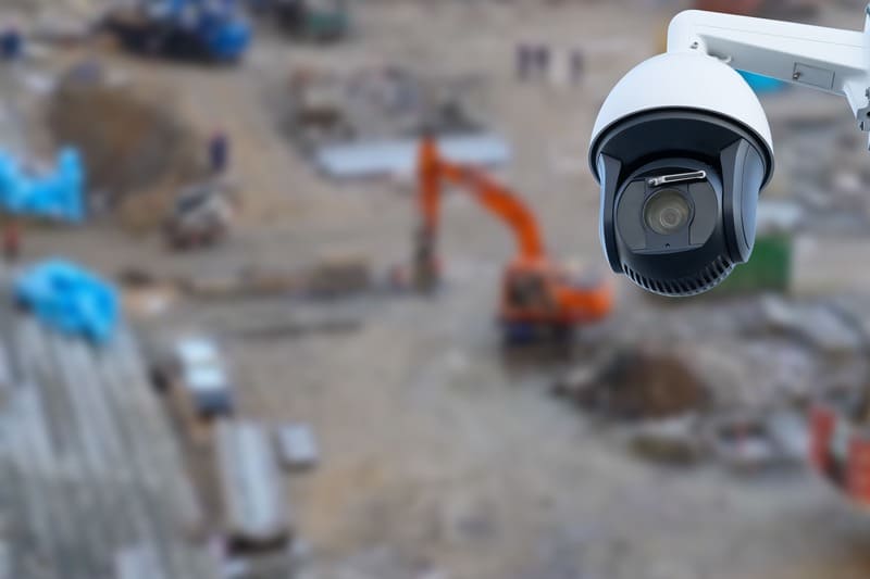kamera-obrotowa-monitorujaca-plac-budowy Obrotowa kamera mobilna monitoringu wizyjnego zamontowana na placu budowy